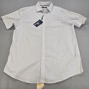 Hart Schaffner Marx Men’s Short Sleeve Button Down Shirt L Cotton Plaid NWT